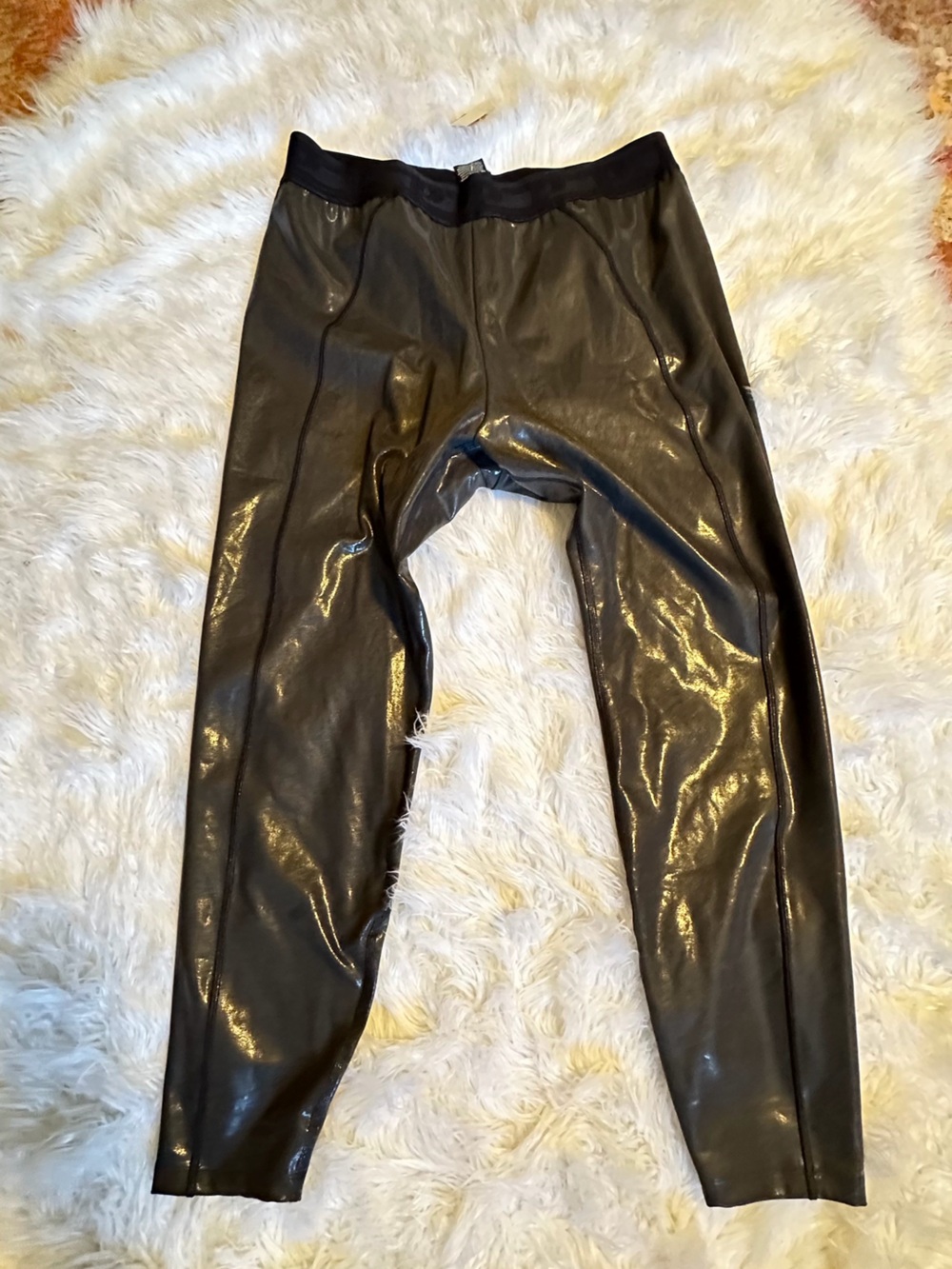 PINK Active Victoria's Secret Black Liquid Leather Leggings